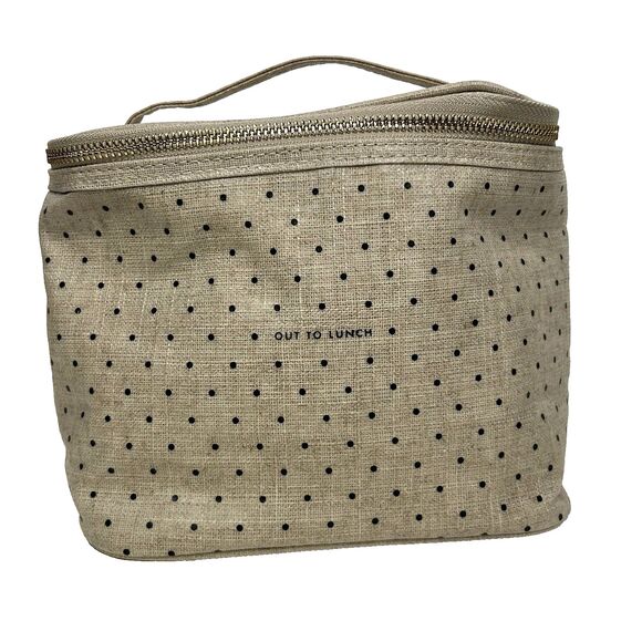 Kate Spade Insulated Lunch Bag "Out to Lunch" Deco Dots Zip Top Excellent - Picture 1 of 8